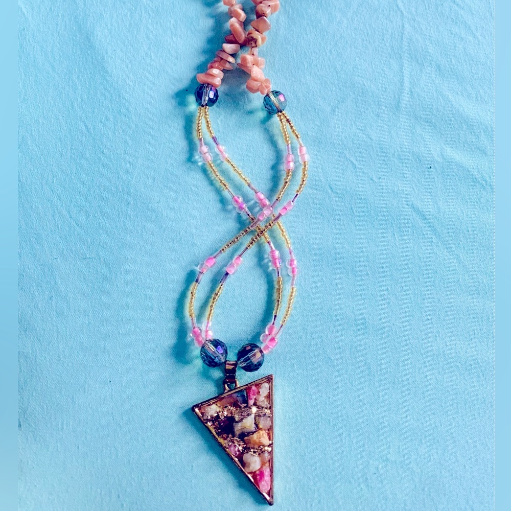 Crystals Cluster Pendant Beaded Necklace